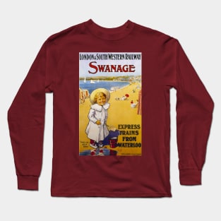 Vintage Travel Poster - Swanage England Long Sleeve T-Shirt